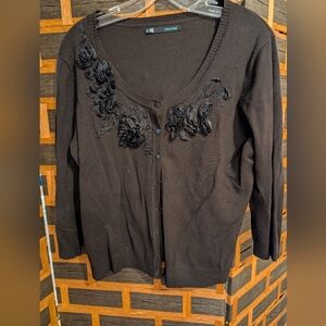Maurice's 3/4 sleeve sweater with ribbon detail